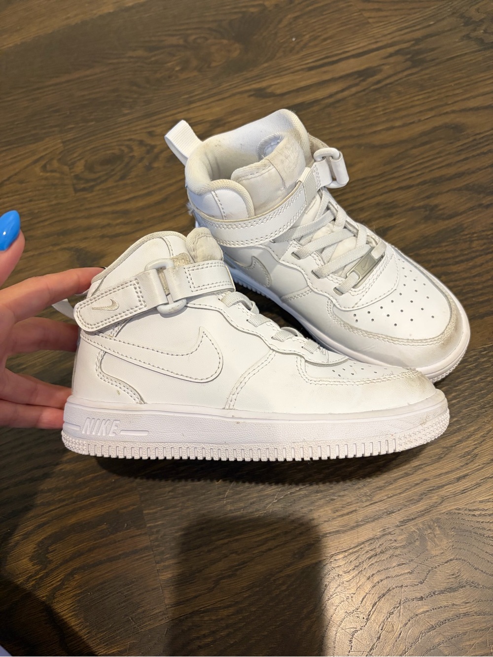 Nike White High-Top Kids' Sneakers with Strap - Picture 2 of 5